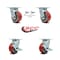Service Caster 4 Inch Red Poly on Cast Iron Caster Set with Ball Bearings 2 Swivel Lock 2 Brake SCC-30CS420-PUB-RS-BSL-2-TLB-2 - alternate 3